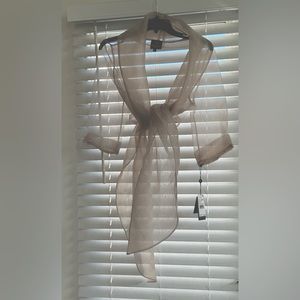 Formal Dillard’s organza tie-front wrap jacket